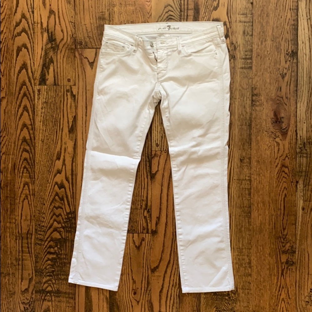 7 for all mankind white jeans - straight leg